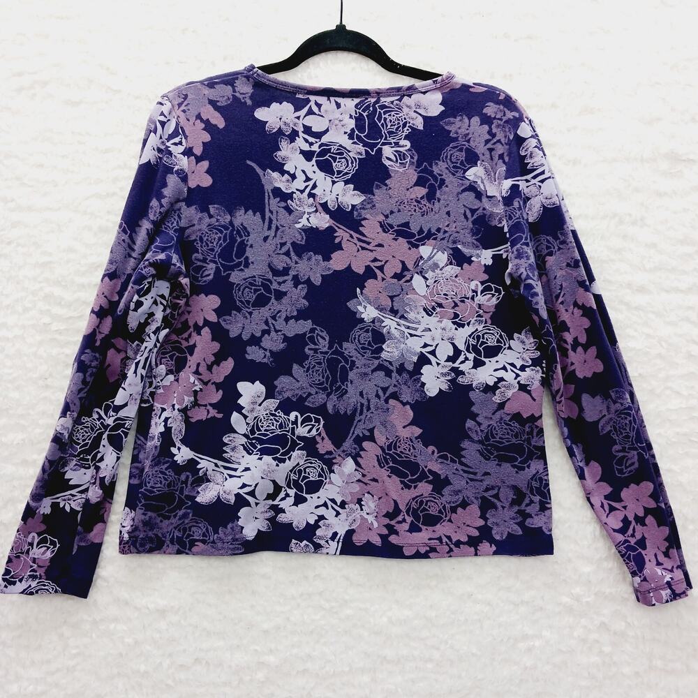 T-Shirt Purple Pink Y2K Rose Cherry Blossoms Bloomcore Whimsycore Casual Size L - Picture 2 of 8